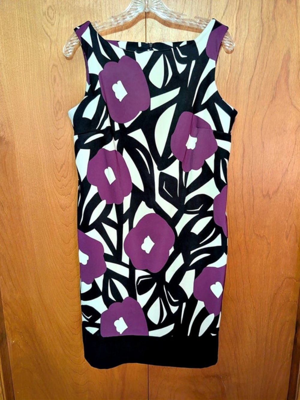 AB Studio Floral Mini Dress Black & Purple Size 10 Like New